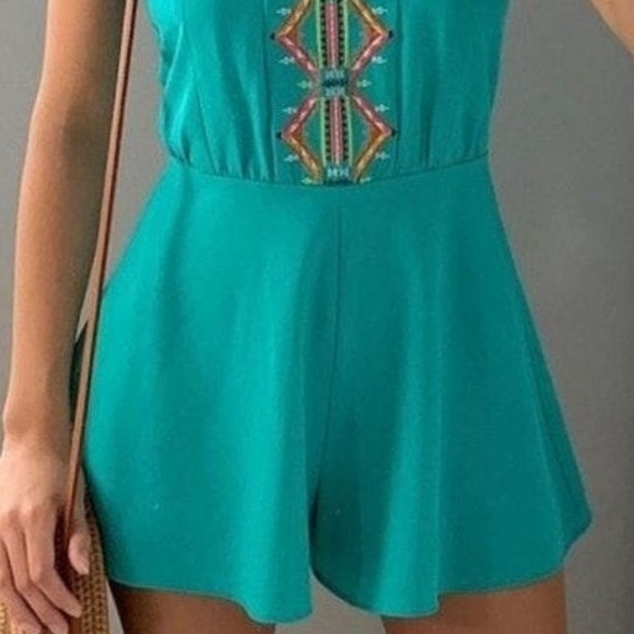 ‼️SOLD‼️ Gianni Bini Embroidered Turquoise Trendy Romper - Picture 16 of 16